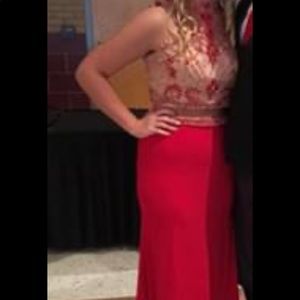 Two-Piece Red Prom Dress